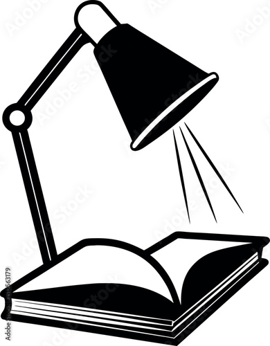 vector illustration of a book and table light