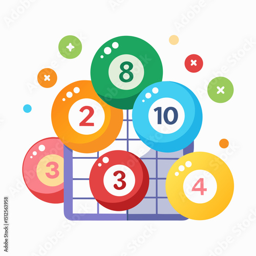 National Bingo Day Vector Illustration – Bingo Cards, Number Balls, Fun Game Concept