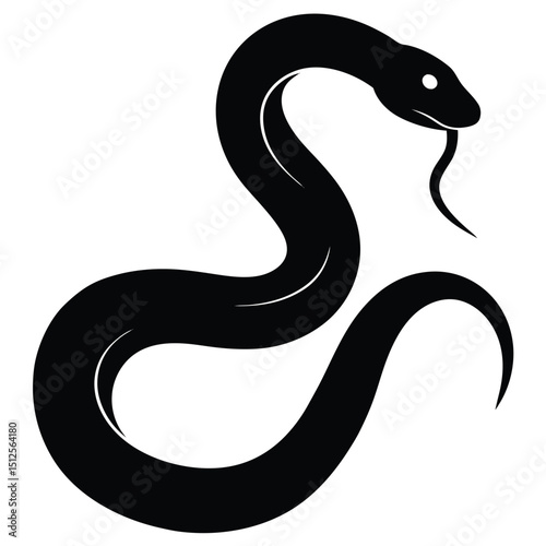 Cobra snake silhouette vector art illustration black, snake graphic icon snake black silhouette isolate vector, Coiled snake silhouette vector illustration of a cartoon of a snake vector illustration.