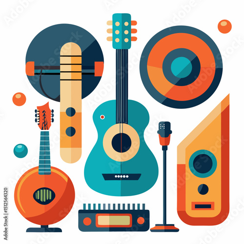 Global Beatles Day Vector Illustration – Retro Music Icons, 60s Style, Legendary Band Tribute