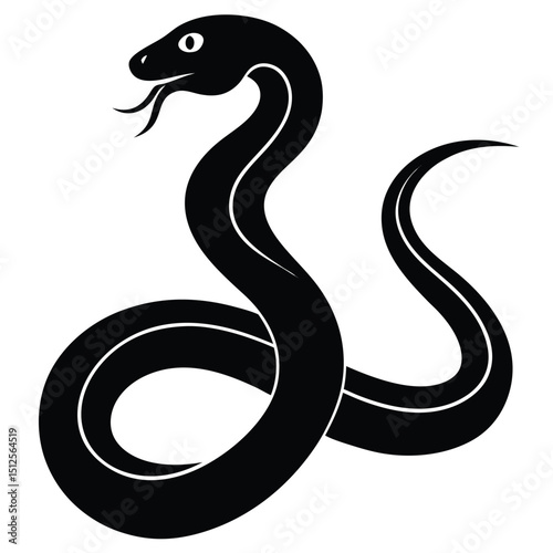 Cobra snake silhouette vector art illustration black, snake graphic icon snake black silhouette isolate vector, Coiled snake silhouette vector illustration of a cartoon of a snake vector illustration.