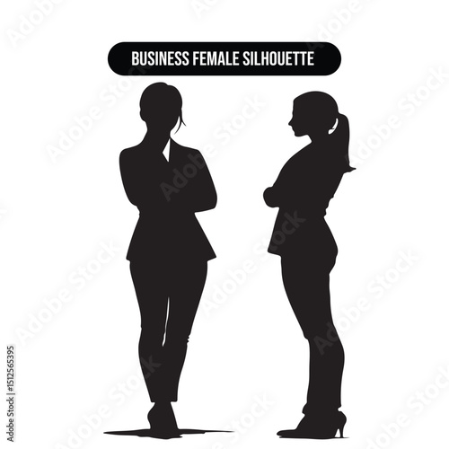 Business Female Silhouette – Professional Woman in Suit Icon for Corporate and Career Themes

