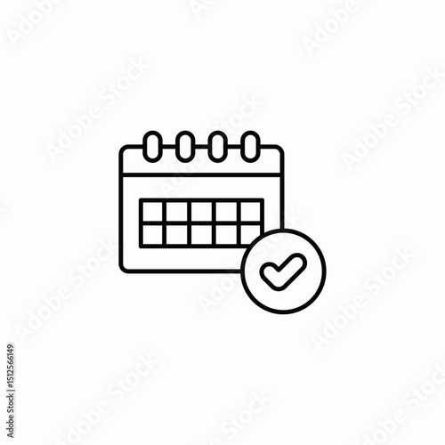 calendar check icon sign vector