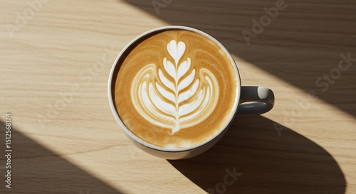 Aromatic Latte Art  Perfectly Crafted Coffee with Intricate Milk Foam Design