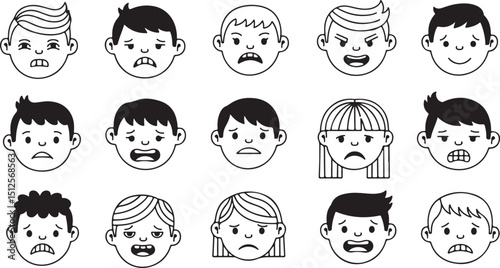Cartoon Faces of Boys and Girls