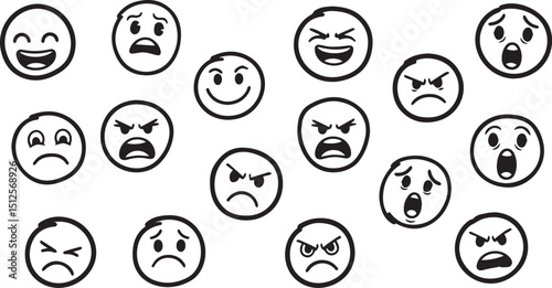 Emoji Style Faces with Expressions