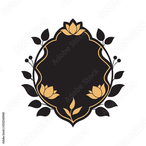 Black Gold Floral Frame Vector Luxury