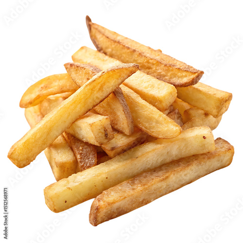 A Pile of Golden Crispy French Fries, isolated transparent background Png, AI Generative