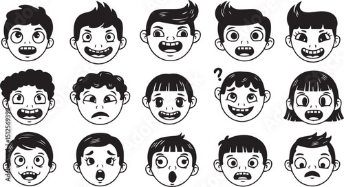 Cartoon Boy Facial Expressions