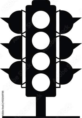  traffic light silhouette, signal stack, road icon
