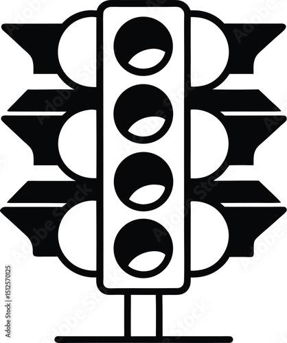  traffic light silhouette, signal stack, road icon
