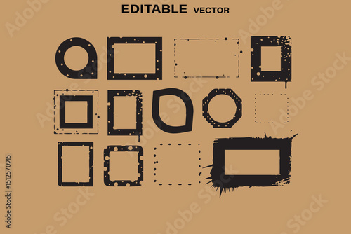 Grunge Frame Collection Vector Illustration with Assorted Shapes and Styles for Creative Design Projects and Graphic Elements