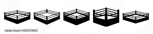 Multiple Perspectives of a Boxing Ring Showcasing Different Visual Styles
