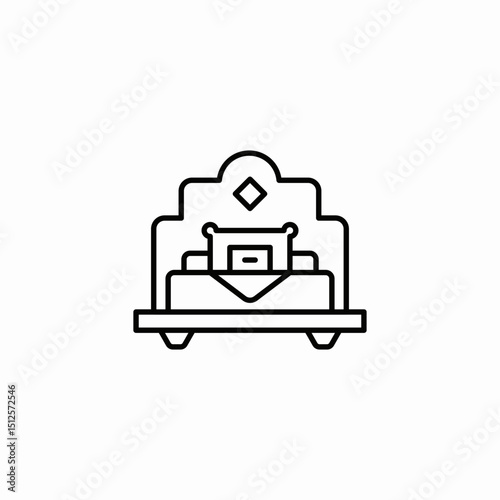 hotel bed king size icon sign vector