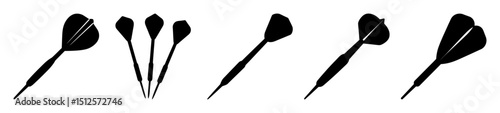 Black Silhouette of Darts with Different Designs, Various Styles, and Different Arrangements