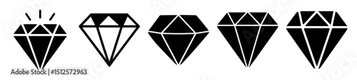 Collection of five different diamond shapes and designs on a white background