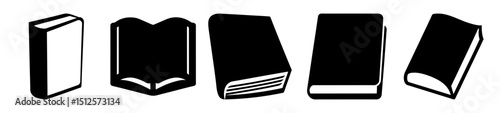 Collection of Book Illustrations in Silhouette on a White Background Ready for Reading