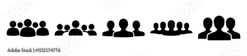 Diverse Groups of People Icons Representing Teamwork, Connection, and Community