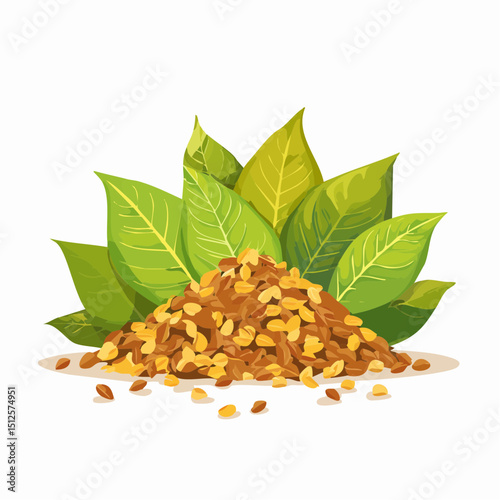 Tobacco Leaves in Bulk: A vivid depiction of freshly harvested, golden-brown tobacco leaves heaped in abundance, capturing the rich texture and rustic charm of traditional tobacco markets