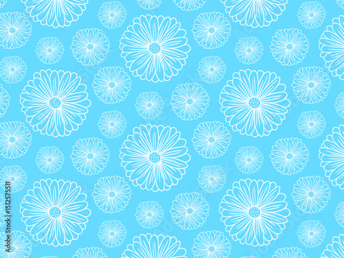 Seamless pattern of floral plants, flowers, daisies, chamomile, daisy. Decorative elements for decoration. Hand drawing doodles of vector botanical elements in flat style