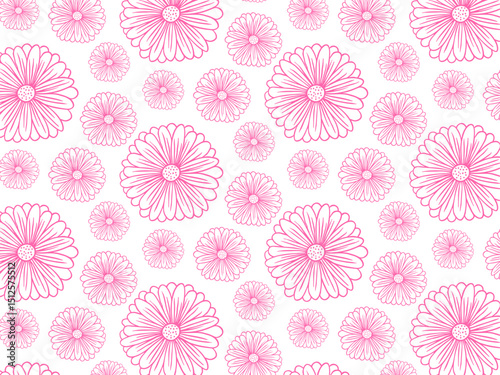 Seamless pattern of floral plants, flowers, daisies, chamomile, daisy. Decorative elements for decoration. Hand drawing doodles of vector botanical elements in flat style