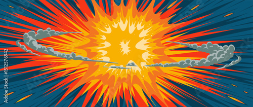 Explosive comic-style artwork with vibrant colors