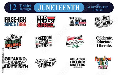 Juneteenth Freedom Celebration Typography T-Shirt Design, Black History Vector Art, African American Pride