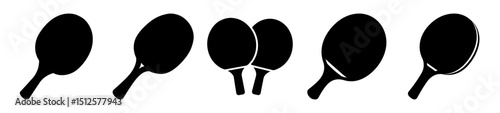 Stylized black and white vector image of table tennis racket silhouettes