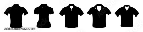 Variety of black polo shirt silhouettes for design inspiration or illustration