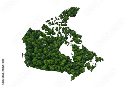 Canada map illustration with green trees forest environment