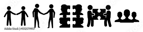 Silhouettes depicting teamwork, collaboration, unity, solving problems and connecting people together