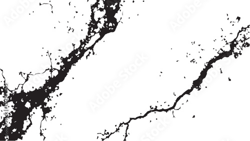 Vector grunge cracked texture. Black cracks isolated on white background. Abstract cracked texture .	
