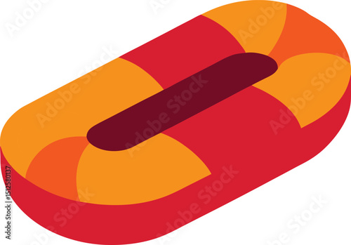flat color inflatable raft on the white background