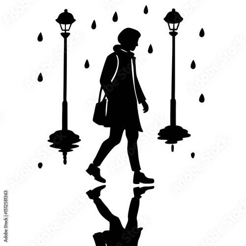silhouette of a woman with broom