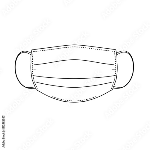 Medical face mask silhouette isolated on white background