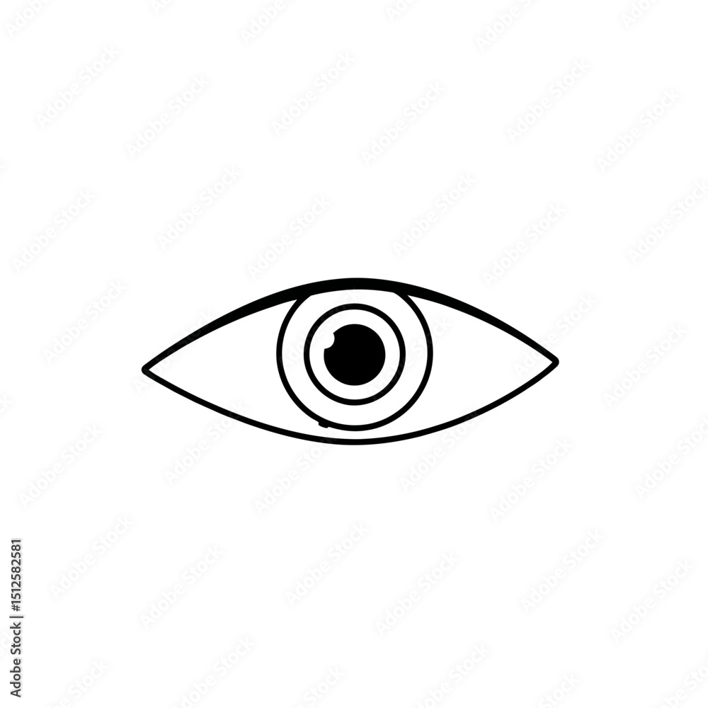 Simple eye silhouette icon isolated on white background Simple eye silhouette icon isolated on white background