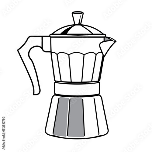 Italian coffee pot silhouette isolated on white background