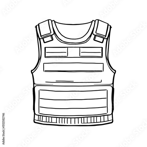 Bulletproof vest silhouette illustration isolated on white background