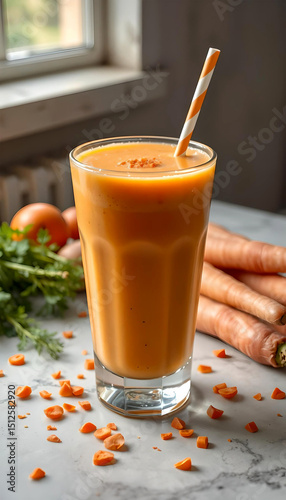 Wallpaper Mural Vegetable smoothie made from fresh carrots in a tall glass. Torontodigital.ca