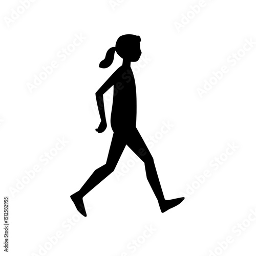 Walking girl silhouette isolated on white background