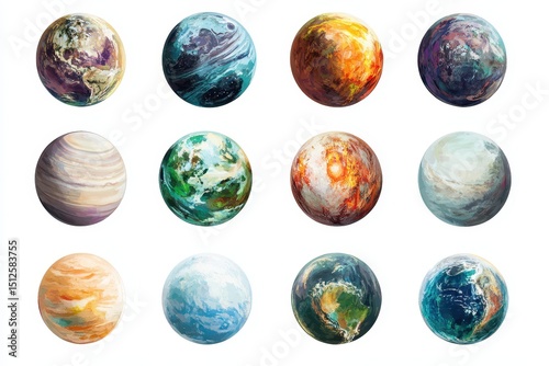 Wallpaper Mural Surreal artistic representation of planets showcasing diverse natural elements and vibrant colors in a cosmic landscape Torontodigital.ca