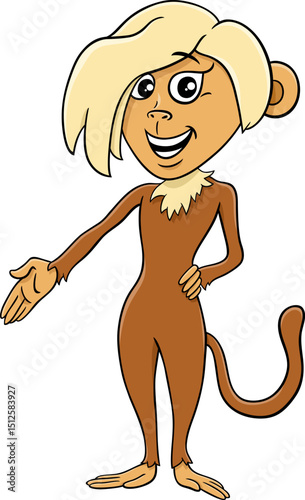 funny cartoon female monkey animal character