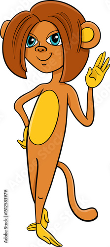 cute cartoon female monkey animal character