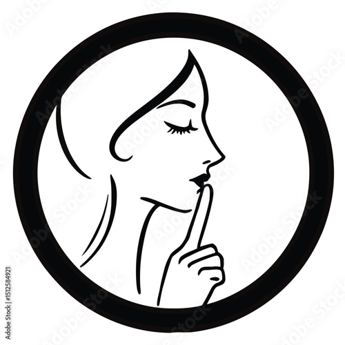 do not disturb vector icon, please do quiet, gesture lips, silence or secret, keep shut mouth, line symbol on white background