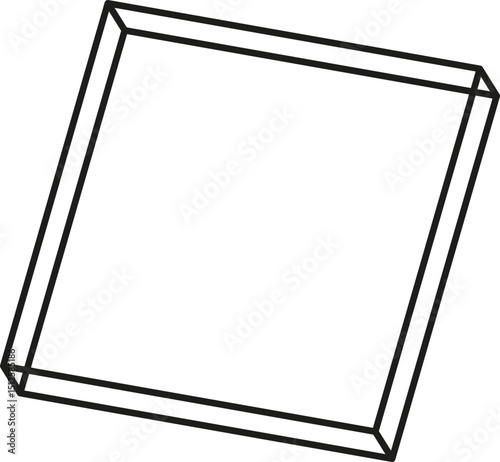 Outlined diagonal block featuring a flat visible surface within a three-dimensional structure.