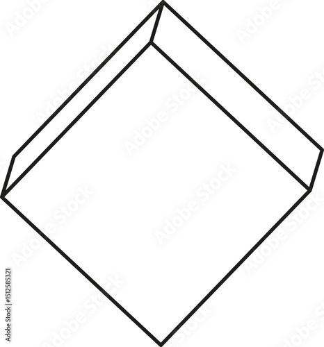 Diamond shape created with visible 3D shading and outlined form reflecting structural layers.