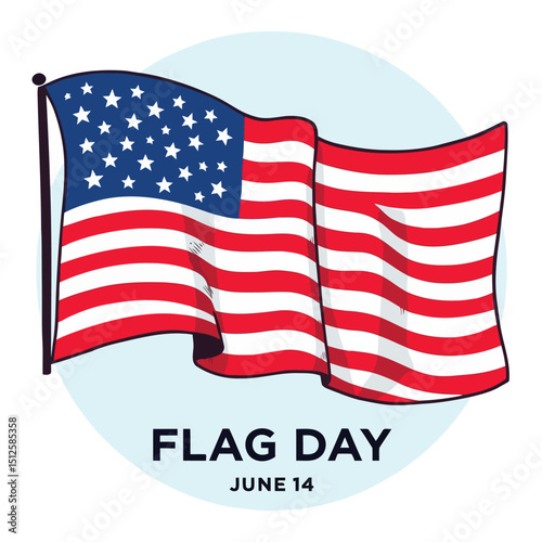 Flag Day In United States June 14 Background Vector Illustration