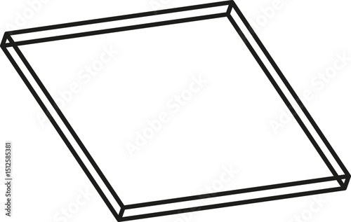 Rectangular platform outlined with a flat orientation and structured depth formed by angled lines.