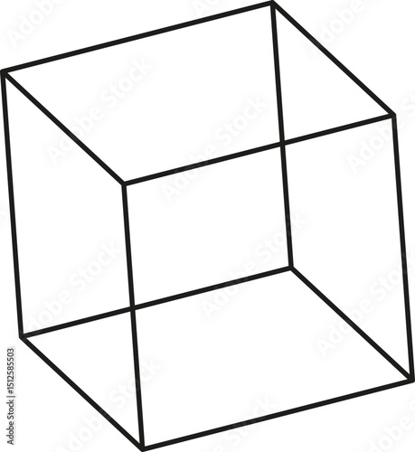 Vertical cube formed with a hollow center and thick side outlines giving three-dimensional clarity.