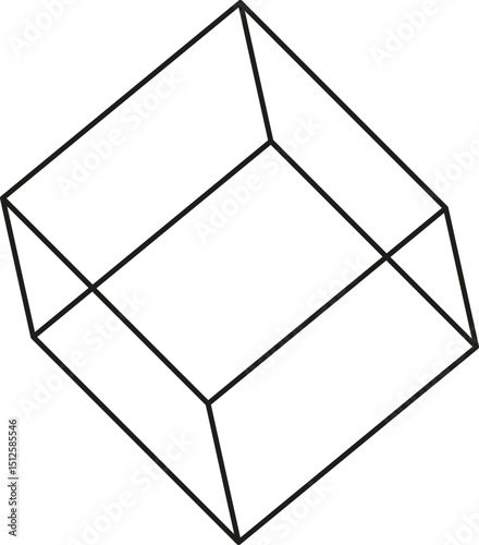 Pentagonal block outlined with angled cavity openings and structural perspective through three-dimensional lines.